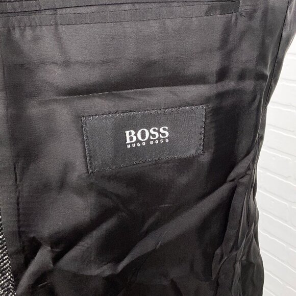 BOSS Hugo Boss Blazer Men 40 Black‎ White Herringbone Einstein Silk Wool Stretch - Picture 6 of 13